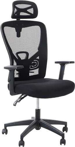 ALPHA HOME Bürostuhl, Ergonomischer Schreibtischstuhl mit Verstellbarer Kopfstütze Computerstuhl Ergonomisch Drehstuhl Höhenverstellbar Netzstuhl mit hoher Rückenlehne und Lordosenstütze