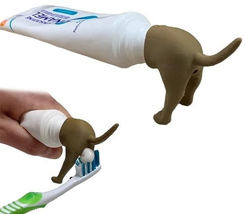 Camiraft Deckel für Zahnpasta für kackende Hunde,Hunde-Pooping-Zahnpasta-Aufsatz, Pooping Dog Butt-Zahnpasta-Aufsatz,Zahnpasta-Kappenspender für Kinder und Erwachsene,Braun
