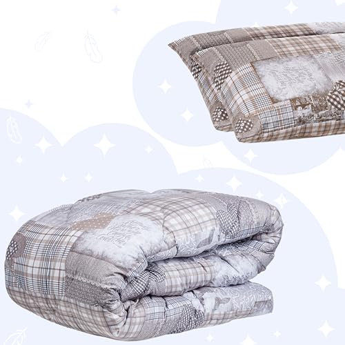 Zelesta Wonderbed Bettdecke 135x200 cm 4 Jahreszeiten - Bettwäsche winterdecke und Sommer-Bettdecke warm Duvet - Waschbare bettdecke ohne Bezug - Anti-Allergene Steppdecke (Patchwork Hearts)
