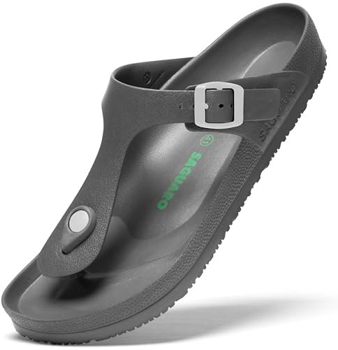 SAGUARO Zuecos EVA Mules de Hombre Ligero Chanclas Piscina Outdoor Mujer Sandalias Verano Gris Oscuro 44