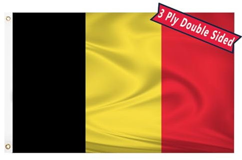 Belgien-Flagge, 7,6 x 12,7 cm, dreilagige und doppelseitige Flagge, Polyesterfaser, helle Farbe mit strapazierfähigem Segeltuchkopf und 2 nicht verblassenden Messingösen
