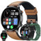 Smartwatch Herren mit Telefonfunktion, 1,39” Touchscreen IP68 Wasserdicht Sportuhr Aktivitätstracker mit Blutdruckmessung SpO2 123 Sportmodi Uhr kompatibel mit iOS Android, 3 Uhrenarmbänder (Braun)