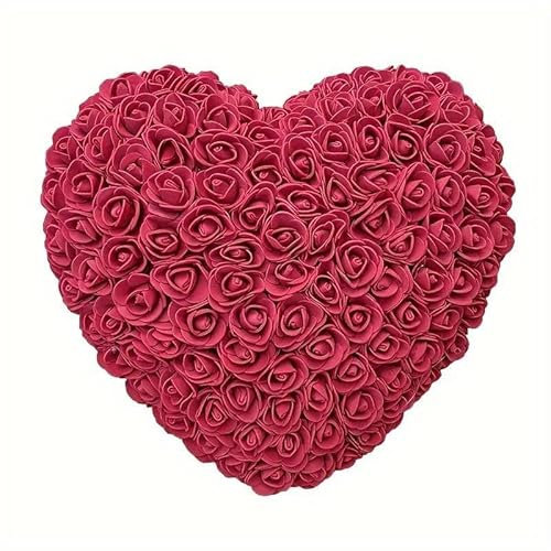 Rosenherz - Valentinstagsgeschenk Ehefrau, Herz, Rosenstrauß, Blumenstrauß, Geschenk für Freundin, Geburtstagsgeschenk, Muttertag Muttertagsgeschenk (von Partygeschenke24) (Dunkelrot)