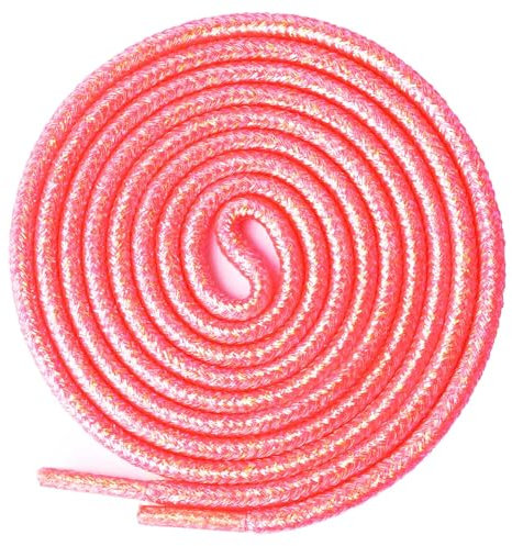 Olukssck 2 Paires Lacets Ronds Paillettes, Brillantes Métalliques Lacets Chaussures pour Chaussures de Sport, Chaussures de Course, Bottes, Neon Rose, 120cm