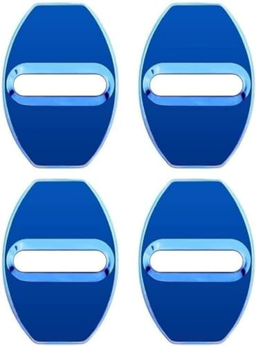 KFBJM 4 Stück Auto Türschloss Abdeckung für Skoda Yeti Superb Octavia Fabia Karoq Kamiq Kodiaq, Türverriegelung Schutzkappe Rostfrei Türschlösser Schutzhülle Trim ZubehöR,Blue