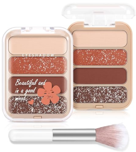 Boobeen Palette di ombretti 4 pigmentati Nude Matte Shimmer Eye Shadow Powder Palette Crea un trucco occhi neutro, naturale a lunga durata sfumabile