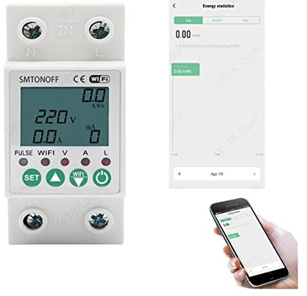 WiFi Smart Energy Monitor Switch Meter, Smart Life WiFi Smart Energy Meter Power KWh Meter Erdleckage über Unterspannungsschutzarbeit mit Alexa Smart Home Hochpräzise Echtzeitüberwachung