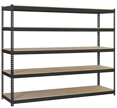 PROREGAL Schwerlastregal Wood Beast Five | HxBxT 250x120x60cm | 5 Ebenen | Fachlast 600kg | Anthrazit | Weitspannregal Werkstattregal