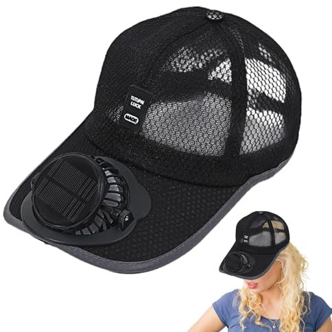 Sombrero De Ventilador Solar | Sombrero Con Ventilador De Refrigeración | Sombrero De Sol De Verano Con Ventilador De Energía Solar | Sombrero De Ventilador De Gorra De Béisbol Transpirable, Negro