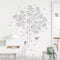 Decvictor Stickers Muraux Esquisse Grand Arbre Autocollant Mural Oiseaux en Ligne Noire Decoration Murale pour Chambre Salon Allée Bureau Canapé Fond TV Mur (H172cm)