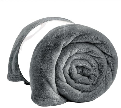 PRIME LINENS Fleece Blanket Reversible Throw for Sofa - Faux Fur Bed Blanket Lightweight Cozy Throw for All Seasons, Perfect for Bed Couch Camping & Travel (Grey, 200 x 240 Cm)