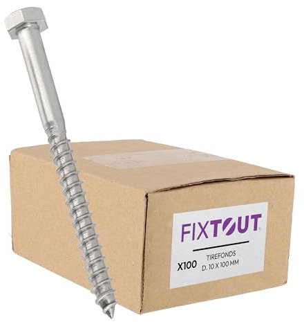 Lot de 100 tirefonds en inox A2 à tête hexagonale - Diamètre de 10mm - Longueur 100 mm