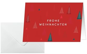 Sigel DS636 Weihnachtskarten-Set, Ruby Pines, rot, A6, 25 Karten mit Umschlägen, ideal zum Bedrucken, aus nachhaltigem Papier