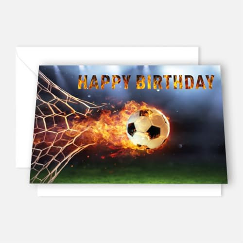 1 wunderschöne Geburtstagskarte für Fußballer Fußballfans 14,8 x 10,5cm Klappkarte für Erwachsene Jungs Mädchen Motiv Fußball inkl. 1 Umschlag