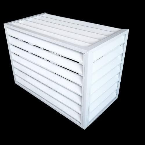 Anti-Diebstahl-Abdeckung für Klimaanlagen, Aluminiumlegierung, braunes Lamellendach, Outdoor-Abdeckung, Aufbewahrungsbox (Größe: 100 x 50 x 70 cm, Farbe: weißes Lamellendach)