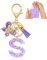 Porte-clés pour Fille Lettre Initiale Porte-clés Porte Clef Femme Porte Clé Fille Cadeau Avec Pendentif Papillon et Pampille pour Femme pour Sac à Dos Cartable (S)