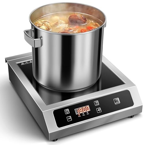 Zomagas Portable Commercial Induction Cooktop,1800W Induction Burner with Sensor Touch and LCD Screen,ETL-Certified Single Electric Burner,Ten level precise temperature control, Large 8” Heating Coil