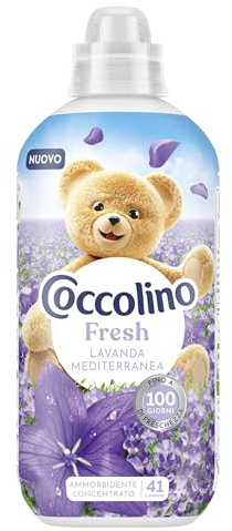 Coccolino Suavizante concentrado lavanda mediterránea, suavizante para lavadora, suavidad natural, frescor largo, 41 lavados, 8 x 952 ml