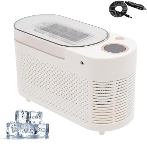 AXGCAA Mini-Eismaschine, kompakter Tisch-Eiswürfelbereiter, 8 Würfel in 15 Minuten, 120-Watt-Doppel-Eiswürfelbehälter mit transparentem Deckel, Gute Wärmeableitung, für Zuhause, Büro und Camping