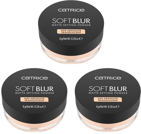 Catrice Soft Blur Matte Setting Powder, Nr. 002, Nude, langanhaltend, mattierend, porenverfeinernd, natürlich, transluzent, vegan, ölfrei, ohne Parfüm, ohne Alkohol, 3er Pack (3x8g)