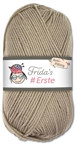 Frida's Wollhaus Frida's 100g #Erste Wolle Anti-Pilling fusselfreie Strick- & Häkelwolle Stricken Häkeln Garn (21 | Jute)