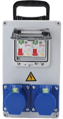 WALFRONT Power Distribution Box Portable Water Proof Industrial Outlet Box Suitable for Workshop Construction Site Hand Carrying 250x150x100mm Size