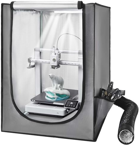 VEVOR Carcasa para Impresora 3D, 55 x 65 x 75 cm, Cubierta Protectora Antipolvo e Impermeable con Temperatura Constante e Iluminación LED, Compatible con Impresoras Photon Mono/Mars 3, FDM/LCD