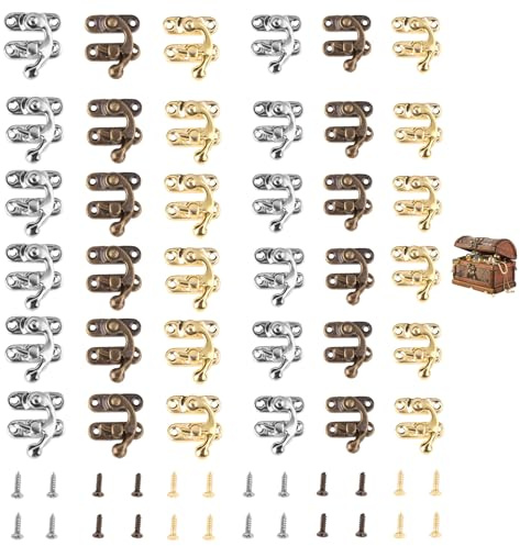 30 Pcs Verrou Vintage Loquet Crochet Fermoirs à Coffre Avec 120 Vis