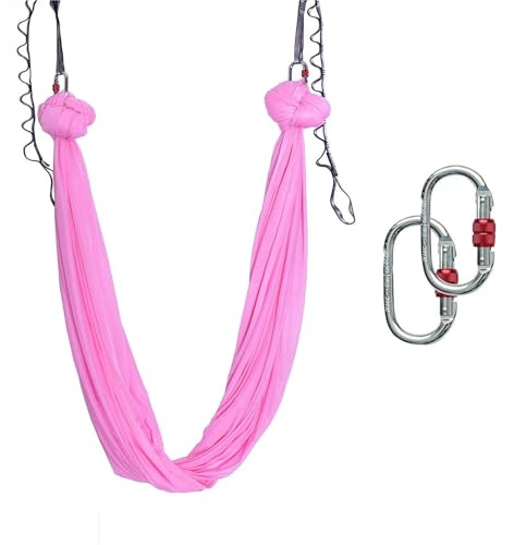 GYTTDERFL Aerial Yogatuch Yoga Flying Hammock Swing Aerial Yoga Hängematte mit Karabiner und Gänseblümchenkette for Yoga Anti-Schwerkraft-Pilates(Pink)
