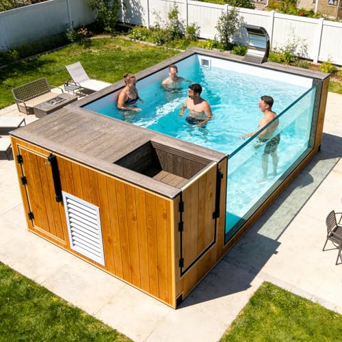 Piscina de contenedor de transporte para jardín trasero: piscina fácil de instalar, duradera y compacta para pequeños espacios al aire libre y relajación