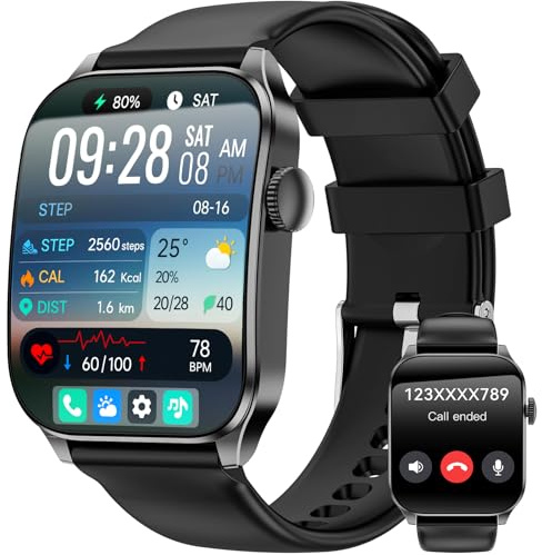 Smart Watch for Men Women Answer/Make Calls,1.91 HD Curved Screen Fitness Watch with Heart Rate/Sleep Monitor,Step Counter,120+ Sports Activity Trackers,IP67 Waterproof Smartwatch for Android iOS