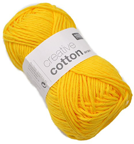Rico Design Creative Cotton aran 50 g ca. 85 m Wolle Wollschnur Häkelwolle Häkeln Basteln Knäuel Banane