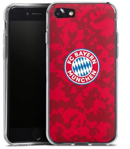 Silikon Hülle kompatibel mit Apple iPhone 8 Case transparent Handyhülle FC Bayern München Camouflage FCB