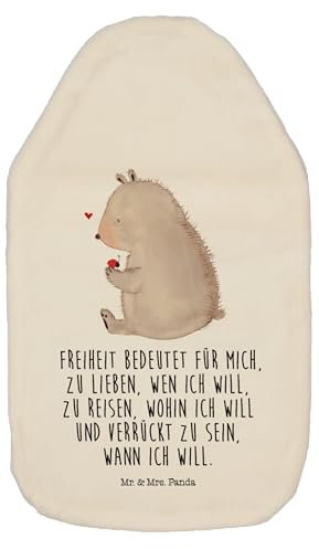 Mr. & Mrs. Panda Wärmflasche Bär Marienkäfer - Geschenk, Kleine Wärmflasche, Teddybär, Wärmekissen, Das Leben ist schön, Körnerkissen,