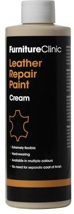 Furniture Clinic Leather Repair Paint & Dye | Self Seal Colourant for Quick and Easy Leather Repair | Suitable for Sofas, Car Seat, Shoes, Handbag, and More - Cream, 250ml