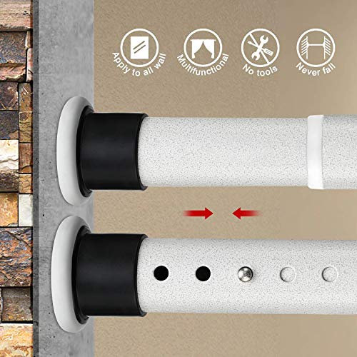 KINLO Duschvorhangstange Teleskopstange 110-160cm Klemmstangen aus Edelstahl Gardinenstange ohne Bohren Beiges Muster Spannstange ausziehbar Metall-Stange für Schrank & Balkon