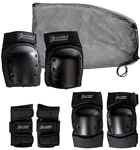 Franklin Sports Youth/Adult Knee Pads, Elbow Pads, Wrist Guards 3 in 1 Protective Set for Skate Protective - Skateboard - Biking - Adult