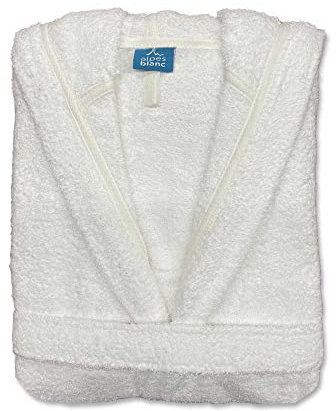 Alpes Blanc - Peignoir de Bain Capuche Hommes et Femmes - 100% Coton 450g/m² - Séchage Rapide, Absorbant et Toucher Doux - Blanc - Taille XXL