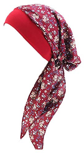 Pluto & Fox Kopftuch Damen Chemo Turban Elegant Bandana Kopfbedeckung für Krebs, Chemotherapie, Haarausfall, Schlaf, Make up (Wein)