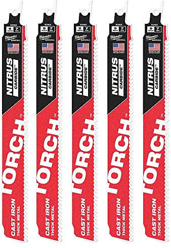 Milwaukee 48005562 230mm x 7Tpi Nitrus Carbide Reciprocating Saw Blade 5pk