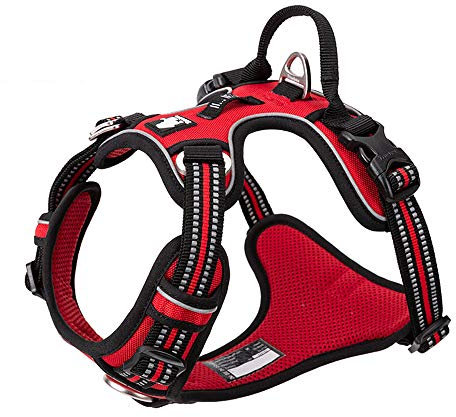 True Love Hundegeschirr, kein Ziehen, verstellbar, reflektierend, weiches Nylon, für kleine und große Haustiere, TLH56512 (M, Rot)