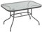Outsunny Mesa de Jardín Exterior Rectangular de Metal Bordes Curvos con Orificio para Sombrilla Capacidad 70kg Vidrio Templado 120x80x70 cm Gris Carbón
