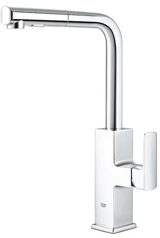 GROHE Robinet évier de cuisine Tallinn, douchette extractible, bec en L, inverseur 2 jets, mitigeur monocommande avec mousseur économique d'eau, installation rapide, chromé, 30420000 (Import Allemagne)