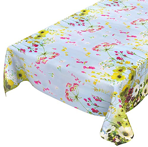 Wachtuchtischdecke abwaschbare Tischdecke Wachstuch Wildfeld Blumen Heide Mehrfarbig pflegeleicht 100x140cm