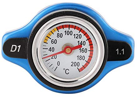 Qiilu Hochdruck-Kühlerdeckel, Auto-Kleinkopf-Thermostatdeckel-Abdeckdruck mit Wassertemperaturanzeige(1.1bar)