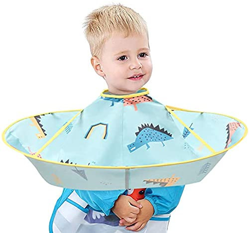 Kinder Haarschnitt Umhang - Wasserdichtes Haar Schneideumhang Regenschirm Mit Verstellbarem Klettverschluss - Friseurumhang Für Home Salon Zubehör, Blauer