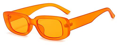 Dollger Rectangle Sunglasses for Women Retro Square Frame Eyewear UV400 protection Fashion Y2K Glasses (orange), M