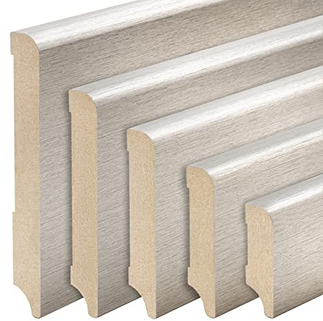 REESE Sockelleiste, MDF Edelstahl-Optik, Profil München, 150 mm