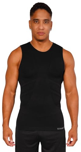 Tanktop Unterzieh-Shirts Ärmellos Seamless - WARM UP -, Herren Sport Top | Farbe: Schwarz | Grösse: S/M