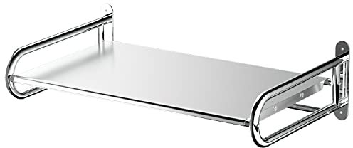 lanliebao 22 Inch Stainless Steel Wall Shelf Metal Shelving Heavy Duty Commercial or Household Grade Wall Mount Microwave Oven Shelf with Fixing Kit(Width 22 in Silver)